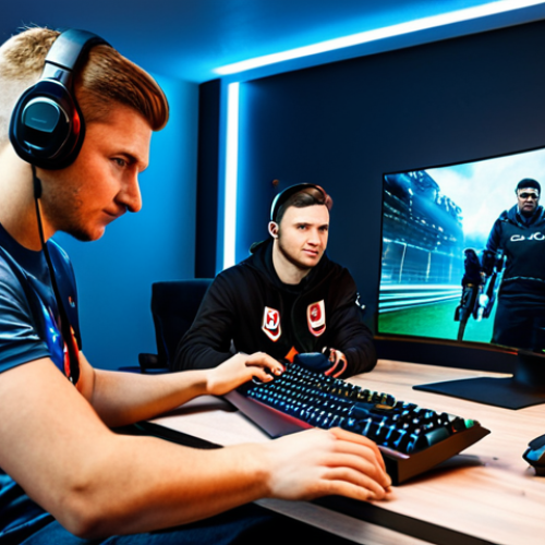 **

"A professional Valorant esports team 'Eagles Gaming' practicing in a modern Polish gaming house, fully clothed, appropriate attire, safe for work, perfect anatomy, natural proportions, team strategizing, high quality, family-friendly."

**