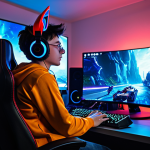 Popular Champion Spotlight**

"A fully clothed, professional gamer intensely focused on their monitor, playing \[Bohater 1 - Replace with a popular champion name like Ahri, but avoid anything overtly sexualized], surrounded by gaming equipment in a modern, well-lit gaming room. The scene is energetic and vibrant. Safe for work, appropriate content, perfect anatomy, correct proportions, high quality, professional gaming setup."

**